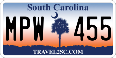 SC license plate MPW455