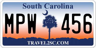 SC license plate MPW456