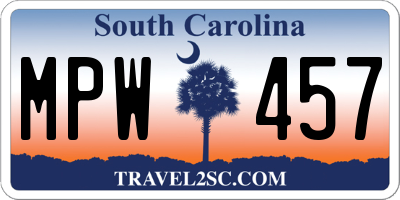 SC license plate MPW457