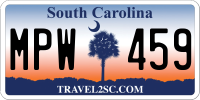 SC license plate MPW459