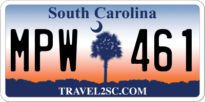 SC license plate MPW461