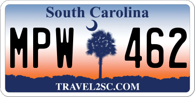 SC license plate MPW462