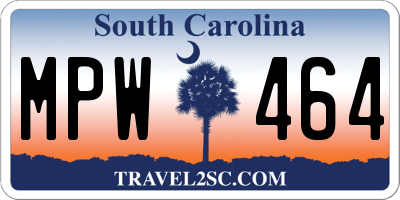 SC license plate MPW464