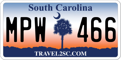 SC license plate MPW466