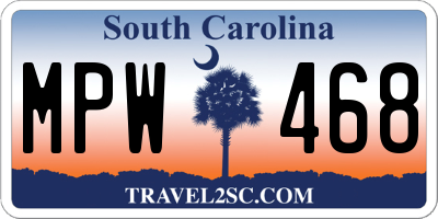 SC license plate MPW468