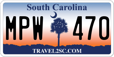 SC license plate MPW470