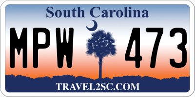 SC license plate MPW473