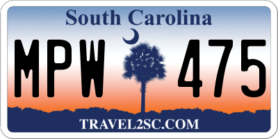 SC license plate MPW475