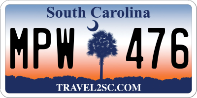 SC license plate MPW476