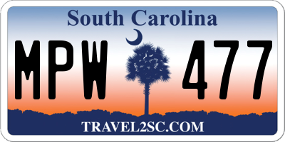 SC license plate MPW477