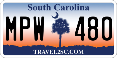 SC license plate MPW480