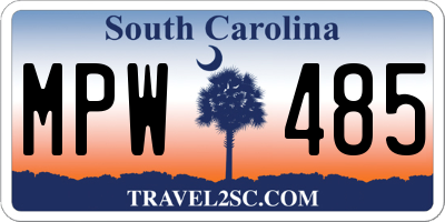 SC license plate MPW485