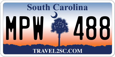 SC license plate MPW488
