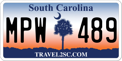SC license plate MPW489