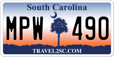 SC license plate MPW490