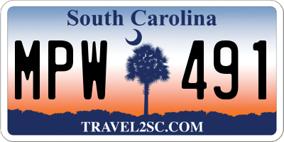 SC license plate MPW491