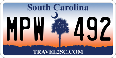 SC license plate MPW492