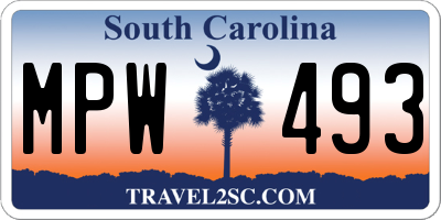 SC license plate MPW493