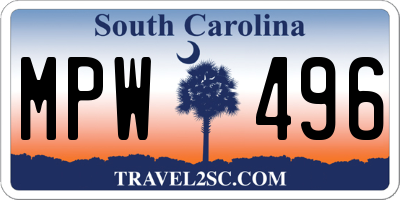 SC license plate MPW496