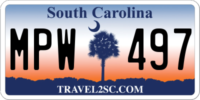 SC license plate MPW497