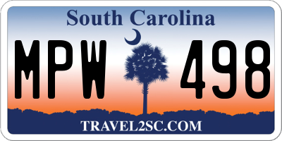 SC license plate MPW498
