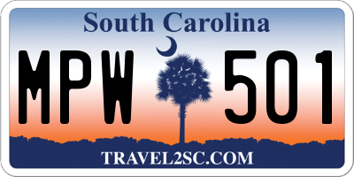 SC license plate MPW501