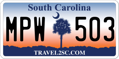 SC license plate MPW503