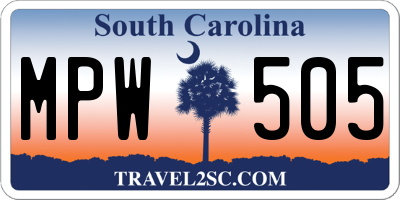 SC license plate MPW505