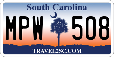 SC license plate MPW508
