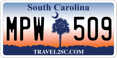 SC license plate MPW509