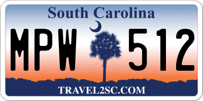 SC license plate MPW512