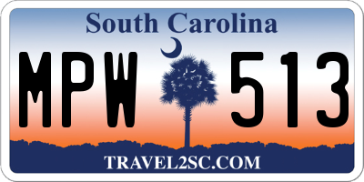 SC license plate MPW513