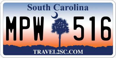 SC license plate MPW516