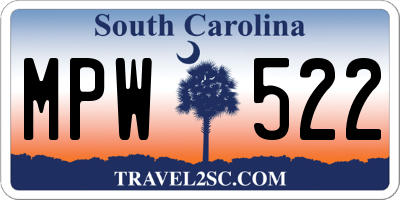 SC license plate MPW522