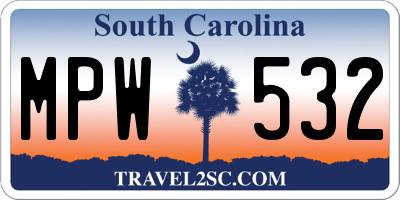 SC license plate MPW532