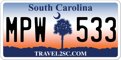 SC license plate MPW533
