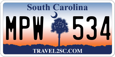 SC license plate MPW534