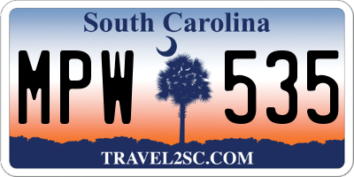 SC license plate MPW535