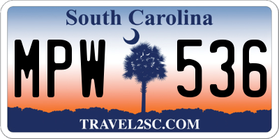 SC license plate MPW536