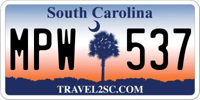 SC license plate MPW537