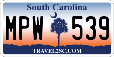 SC license plate MPW539