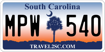 SC license plate MPW540