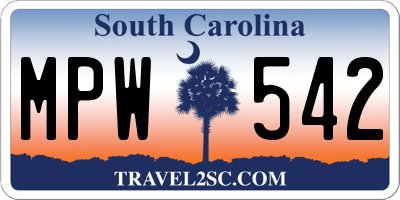 SC license plate MPW542