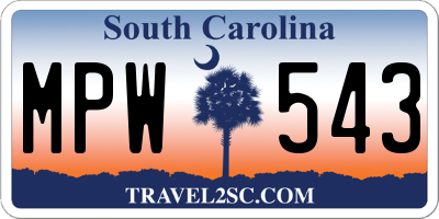 SC license plate MPW543