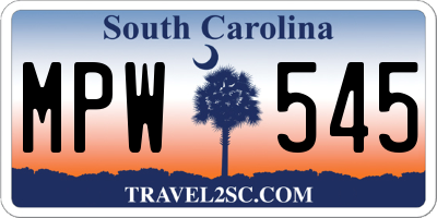 SC license plate MPW545