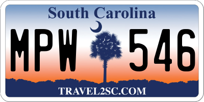 SC license plate MPW546