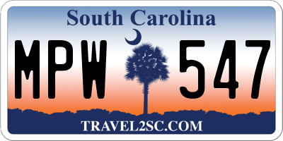 SC license plate MPW547