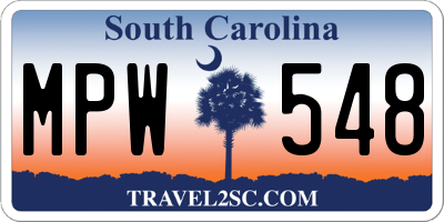 SC license plate MPW548