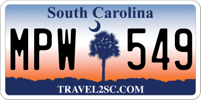 SC license plate MPW549
