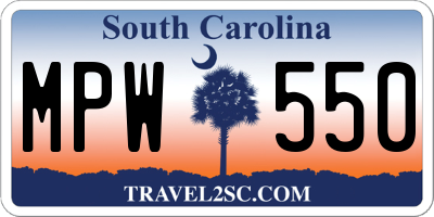 SC license plate MPW550